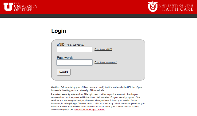 U of U Student Login Page